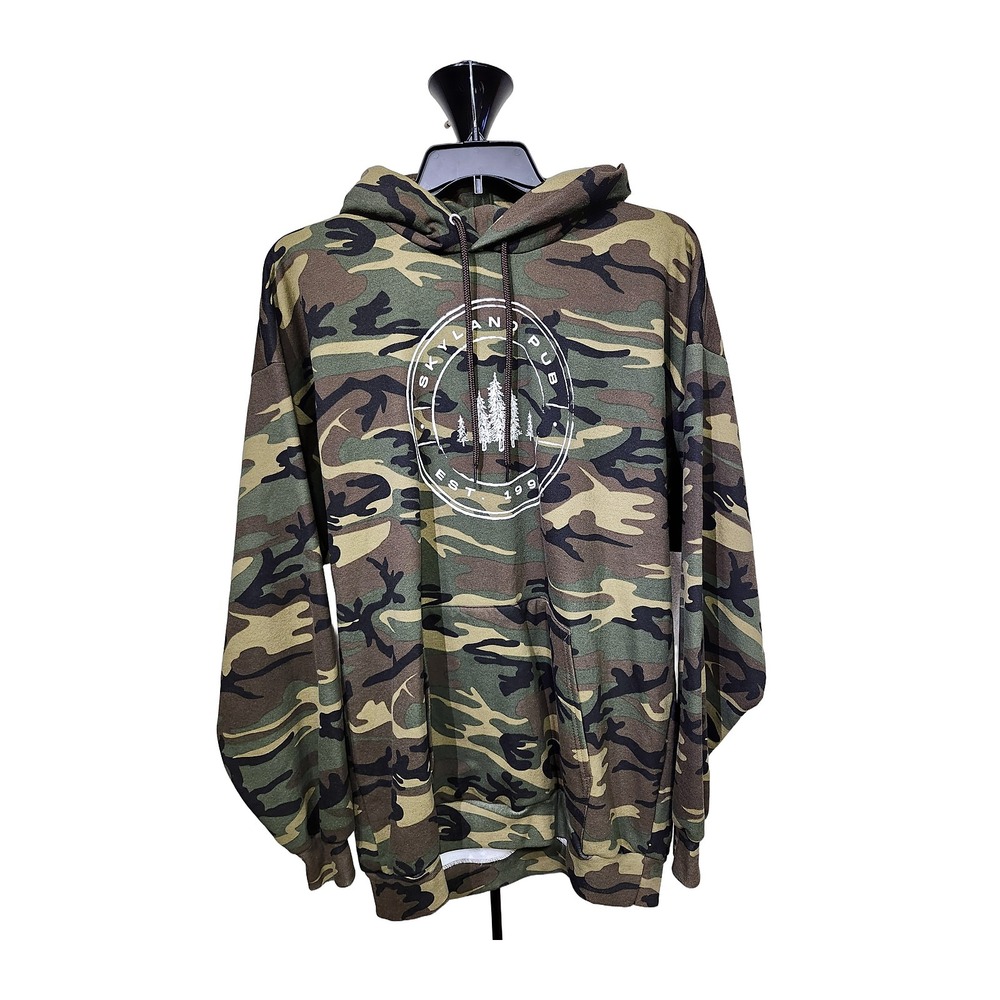 Skyland Pub | Port & Company Mens 2XL Woodland Camo Pullover Hoodie 270